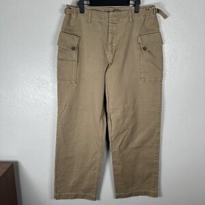 VTG Y2K Gap Pants Mens 34x32 Khaki Tan Loose Baggy Wide Leg Button Fly‎ Cargo